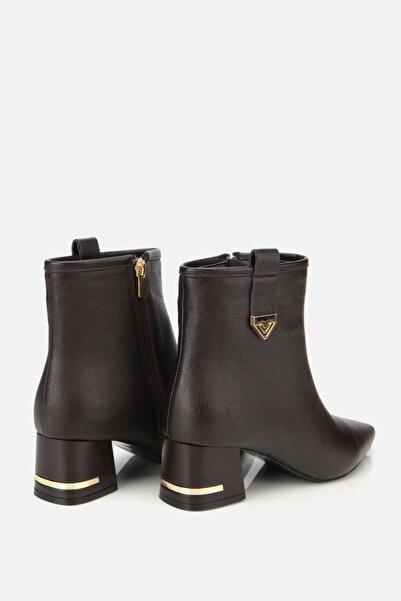 Yaya by Hotiç Kadın Kahvrengi Fermuarlı Tokalı Kalın Topuklu Bot