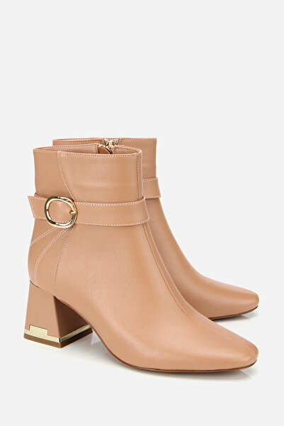 Yaya by Hotiç Γυναικείες μπότες με χοντρό τακούνι με φερμουάρ και αγκράφα