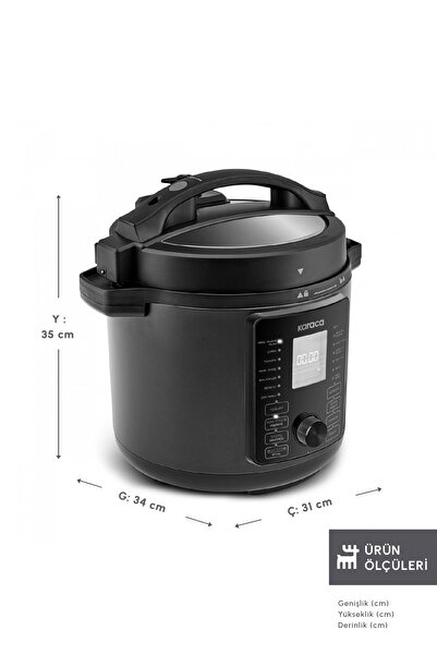 Karaca Cooker Elektrikli Düdüklü Basınçlı Pişirici ve Yemek Yapma Makinesi Matte Black 6L