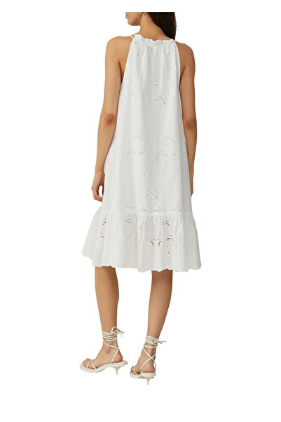 QS by s.Oliver Rochie cu broderie anglaise, popelin, captuseala din bumbac, usoara, bretele spaghetti, casual, feminina