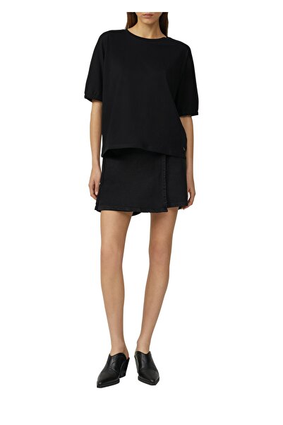 QS by s.Oliver Bő szabású póló elasztikus derékpánttal a ujjakon, mez, oversize, kerek nyakú, puha, st.