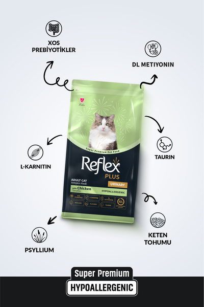 Reflex Plus Urinary Tavuklu Üriner Sistem Destekleyici Yetişkin Kedi Maması 15 Kg