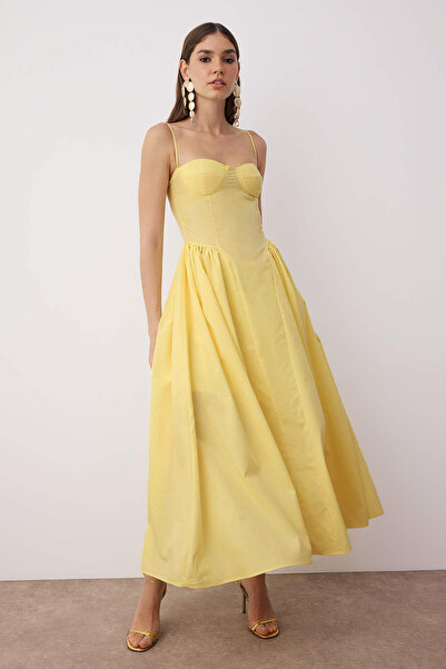 Trendyol Collection Yellow A-Line Poplin Woven Midi Dress Tprss24El00294