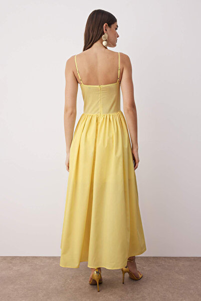 Trendyol Collection Yellow A-Line Poplin Woven Midi Dress Tprss24El00294