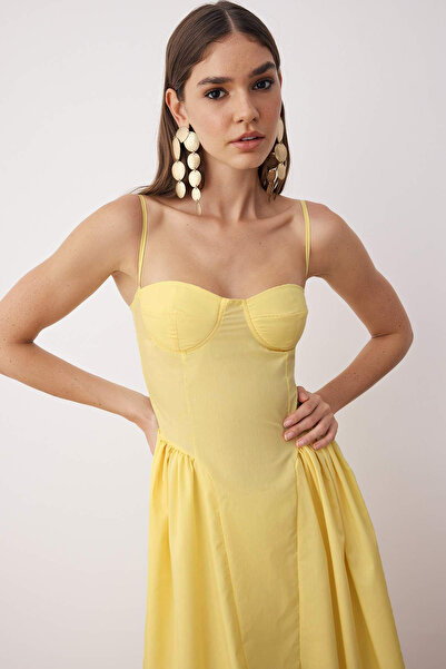 Trendyol Collection Yellow A-Line Poplin Woven Midi Dress Tprss24El00294