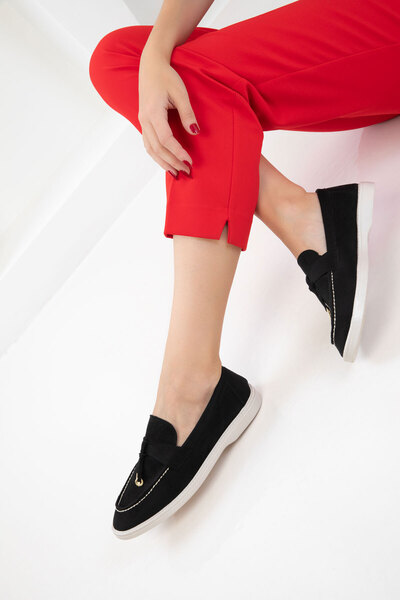 SOHO Siyah Süet Kadın Loafer Ayakkabı 21049