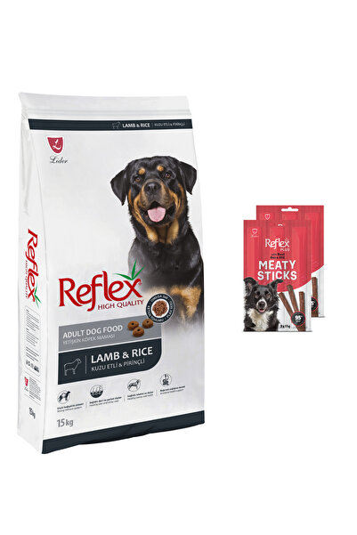 Reflex Kuzu Etli ve Pirinçli Yetişkin Köpek Maması 15 kg + 2 Adet Dana Etli Stick Ödül