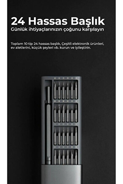 shaza 24 Parça Hassas Tornavida Seti - Mıknatıslı Alüminyum Kasa Telefon, Pc Vb. Tamir Seti