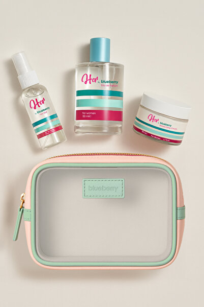 Blueberry Her Signature Trio 3'lü Kadın Çantalı Set – Parfüm, Hair Mist ve Nemlendirici Krem