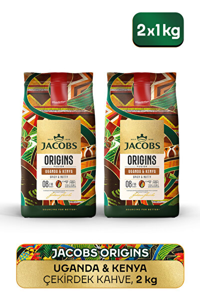 Jacobs Origins Uganda & Kenya Çekirdek Kahve 1 Kg x 2 Adet