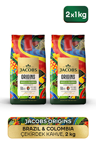 Jacobs Origins Brazil & Colombia Çekirdek Kahve 1 Kg x 2 Adet