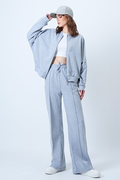 Trend Alaçatı Stili Women's Grimelange High Neck Stitching Detail Jacket and Cimaly Relaxed Fit Trousers Set Alc-X14605