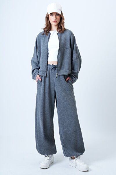 Trend Alaçatı Stili Women's Anthracite Oversize Jogger Sweatpants Alc-X14610
