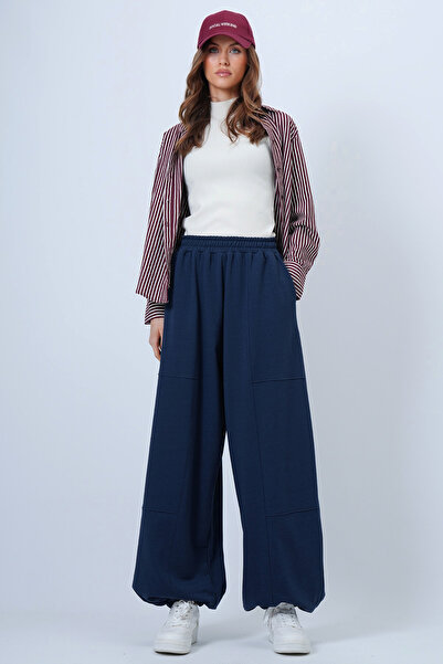 Trend Alaçatı Stili Women's Navy Blue Double Pocket Stitching Detailed Jogger Pants Alc-X14655