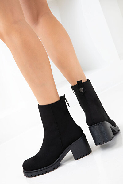 SOHO Μαύρα σουέτ γυναικείες μπότες - 19834 Model Bootie