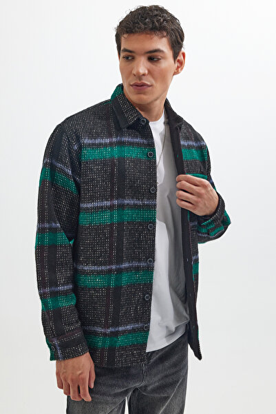 Tudors Erkek Relax Fit Rahat Kesim Tek Cepli Kareli Kışlık Oduncu Gömlek