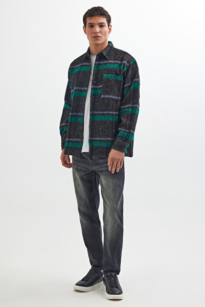 Tudors Erkek Relax Fit Rahat Kesim Tek Cepli Kareli Kışlık Oduncu Gömlek