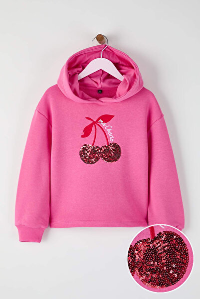 TRENDYOLKIDS Πλεκτό φούτερ για κορίτσια με ροζ παγιέτες TKDAW26SW00052