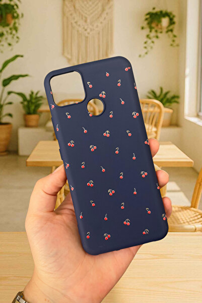 Vip Case Realme C25 -MİNİ KİRAZ DESENLİ Silikon Darbe Emici Klasik Korumalı Rubber Kılıf