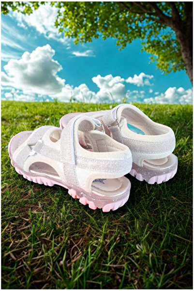 Moda Lime Kız Cırtlı Esnek Taban Tam Ortapedik Dayanıklı Geniş Kalıp Kız Çocuk Spor Sandalet Terlik