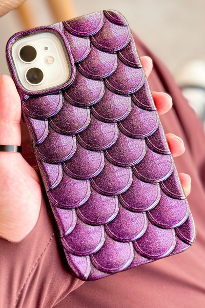 Vip Case iPhone 11 Balık Sırtı Desenli Parlak İşlemeli 3 Boyutlu Kamera Çıkın...