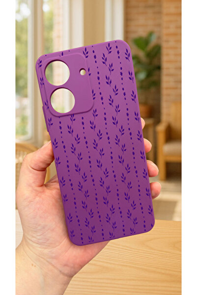 Vip Case REDMİ 13C Uyumlu Mini sarmaşık çiçek desenli Lansman Kamera Korumalı Yumuşak Silikon RUBBER Kılıf