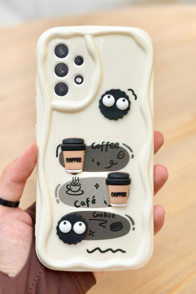 Vip Case Samsung Galaxy A32 Coffee Cookie Pattern 3D Cute Glossy Design Cookie Case