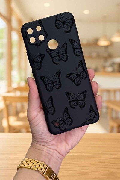Vip Case Realme C21Y Ve C25Y -SİYAH KELEBEK DESENLİ Silikon Darbe Emici Klasi...