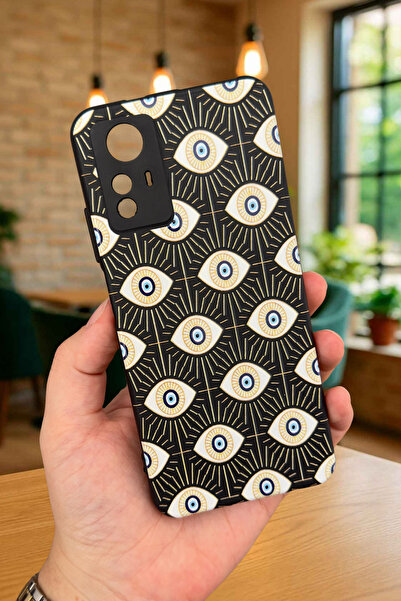 Vip Case Redmi Note 12S - EVIL EYE DESENLİ Silikon Darbe Emici Klasik Korumalı Rubber Kılıf