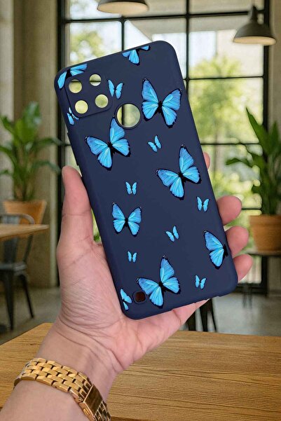 Vip Case Realme C21Y Ve C25Y - MAVİ KELEBEK DESENLİ Silikon Darbe Emici Klasi...