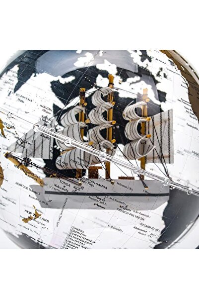 LIVVY Rotating World Globe with LED Light & Mini Sailboat – Transparent Gold Design