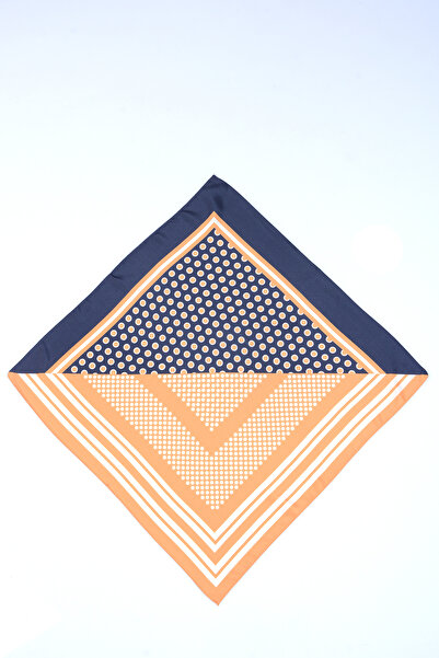 Axesoire 13483 Patchwork Patterned Orange Satin Bandana Scarf