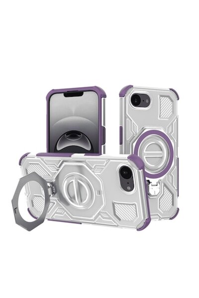 Stef's Cat Husa pentru iPhone 16e, Carbon Shield PRO, J34, Policarbonat, Purple Transparent