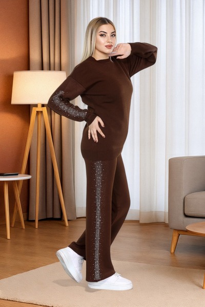 Sena Women's Knitwear Set with Side Stone Detail