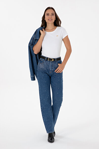 U.S. Polo Assn. Kadın Mavi Straight Fit Jean Pantolon 50312351-DN0022