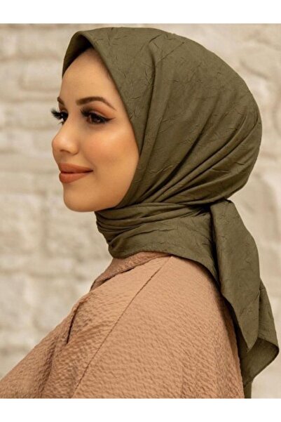 SHAGGY BUTİK Bambu Kraş Eşarp Haki