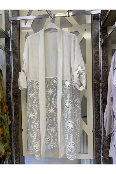 günay boutıque Fisto Detailed Linen Jacket -Beige