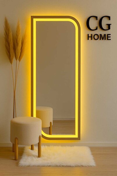 CG HOME Ledli Ayna, Lazer Kumlamalı, Dekoratif Ayna, Duvar Aynası, Konsol Ayn...