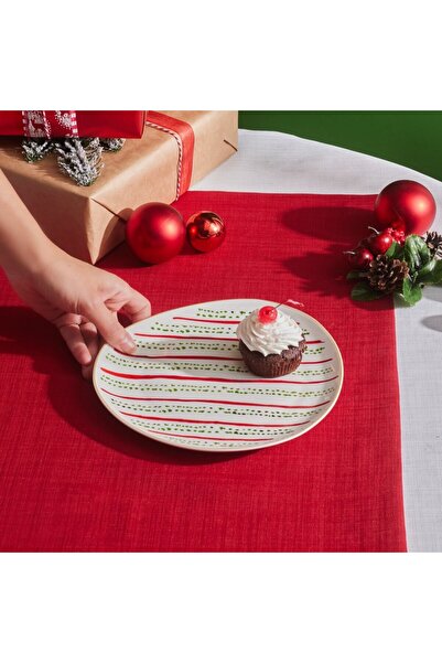 Karaca New Year Kokina Green Dot, New Generation Bone Dessert Plate, 20.5cm, Multi