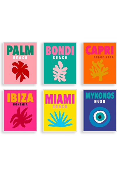 Emoda home Trove مجموعة من 6 مطبوعات ديكور غرفة أنيقة من ALAYRA مقاس 20 × 30 سم متعددة الألوان لغرفة النوم والدراسة