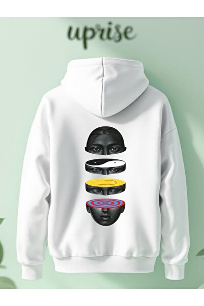 Vordevia Hanorac Design cu imprimeu Cotton 3 Thread O supradimensionat