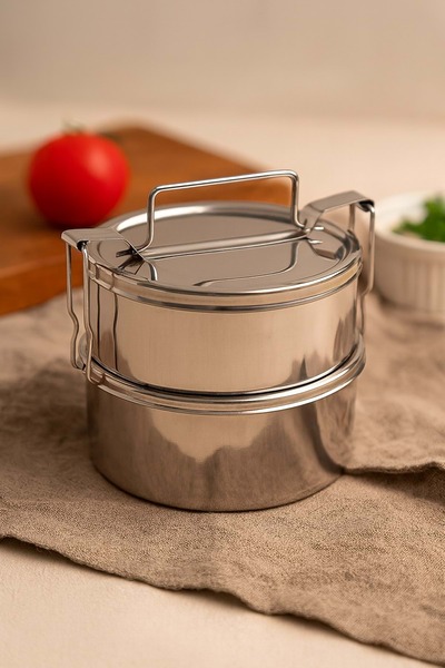Jenisa Lunchbox Stainless Steel Lunch Box - 2-Compartment Lockable Meal Container, Ideal for School & Work No:2