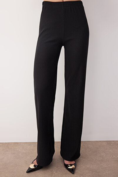 Trendyol Collection Fekete oszmán gombos kiegészítők nulla ujjú felső normál nadrág kötött alsó - felső szett TWOAW26AU00083