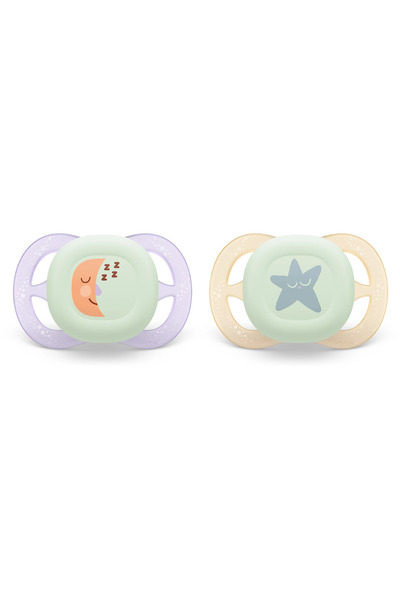 Philips Avent Σουζέτα ultra start PHILIPS AVENT SCF075/07, 0-2 μηνών, ορθοδοντική, 2 τεμ., φωσφοριζέ