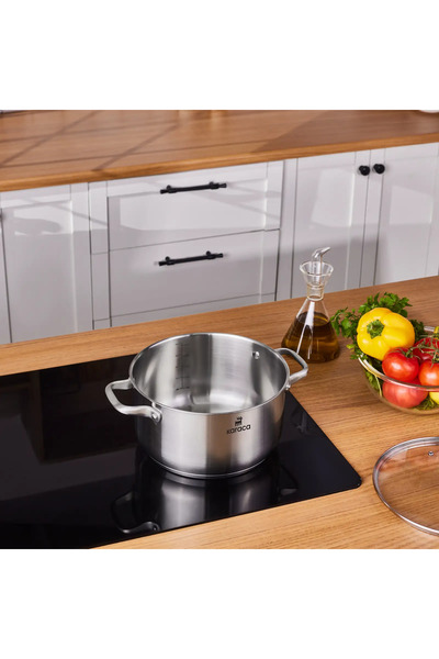 Karaca Indukční hrnec Elite z nerezové oceli s poklicí, 24 cm, stříbrný