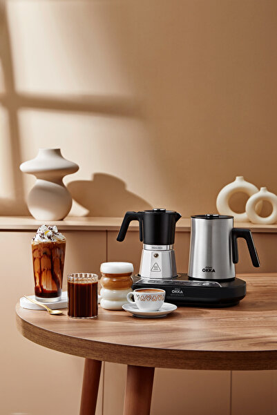 Arzum Okka Rich Moka Pot Karıştırıcılı Metal İtalyan ve Türk Kahve Makinesi Krom - OK0027