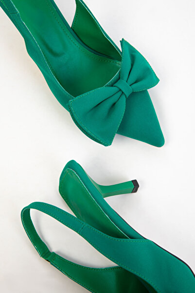 SOHO Green Matte Satin Women's Classic Heeled Shoes 20780