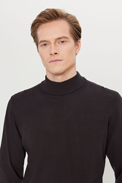 ALTINYILDIZ CLASSICS Erkek Kahverengi Tüylenme Yapmayan Standart Fit Normal Kesim Yarım Balıkçı Yaka Triko Kazak