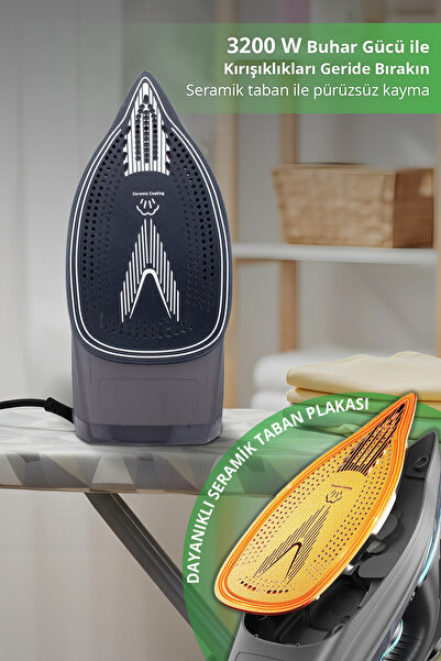 Kiwi Ksı-6357 Dijital Göstergeli Akıllı Buharlı Ütü 3200 Watt