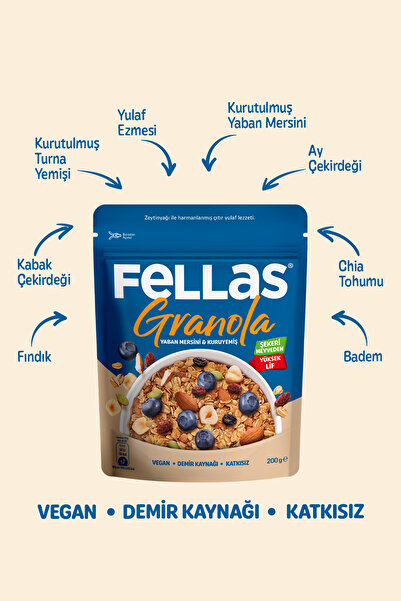 Fellas Granola - Yaban Mersini & Kuruyemiş (200 g)